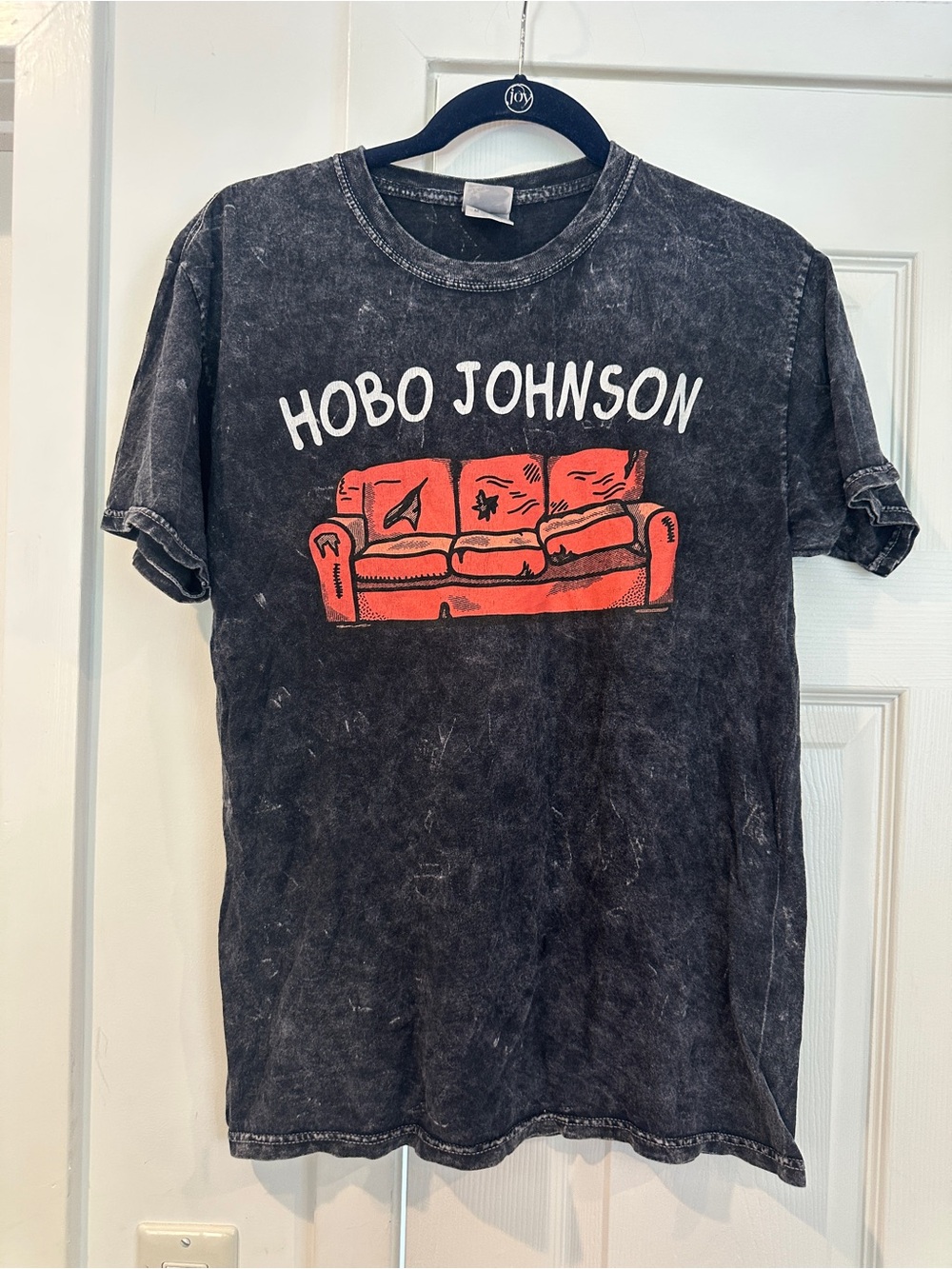 HOBO JOHNSON Black Mineral Wash Tee with Red Couch Graphic